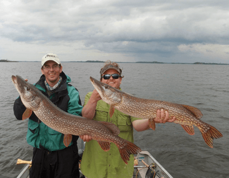 Double Northern Pike at Budd's Gunisao Lake Lodge