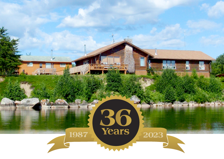 Lodge-from-lake-pic Celebrating 36 years at Budd's Gunisao Lake Lodge World's Best Trophy Walleye and Northern Pike Fishing, Manitoba, Canada